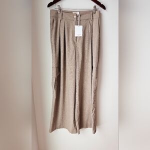 Via Bovio Italy Wide Leg Pants Trusers Side  Pockets Grey Brown Viscose size M